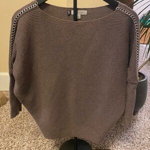 Jennifer Lopez Taupe Sweater with Chain Accents